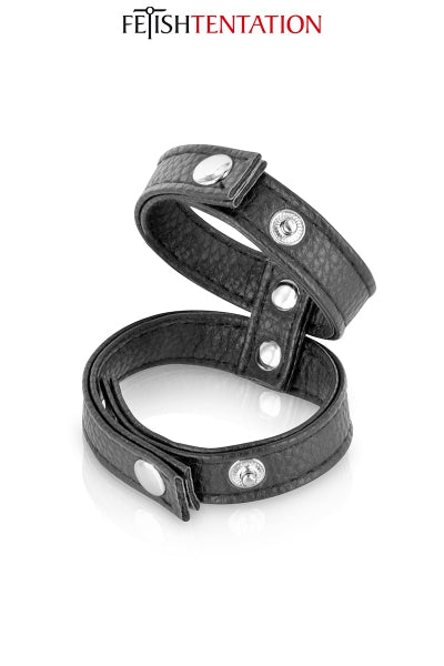 Doble aro para pene de cuero sintético - Fetish Tentation