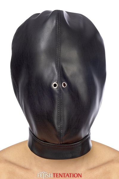 Pasamontañas BDSM cerrado de imitación de cuero - Fetish Tentation