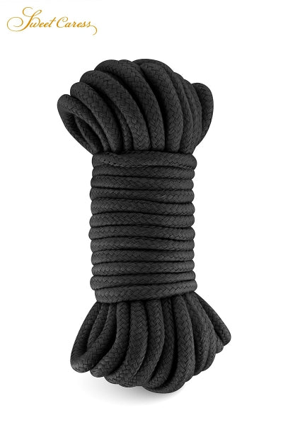 Corde de bondage noire 10m - Sweet Caress - Eveil Secret