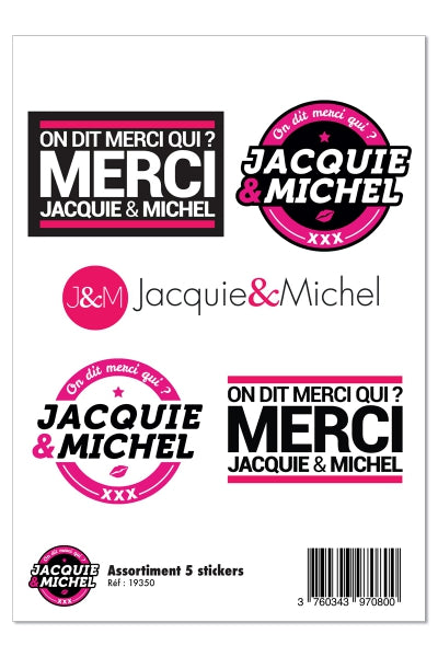 Assortiment 5 stickers J&M