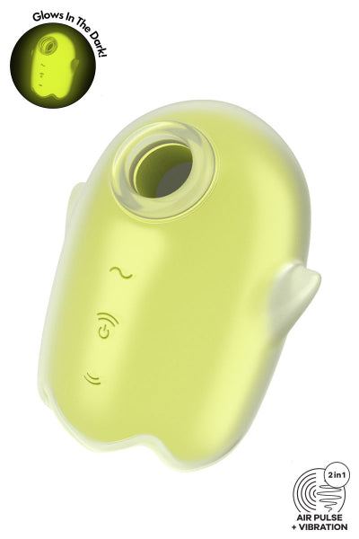 Estimulador sin contacto y vibrador Glowing Ghost amarillo - Satisfyer