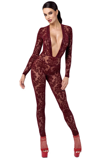 Combinaison en tulle floqué Kink Royal F382 - Noir Handmade - Eveil Secret