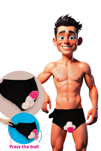 Bikini con pene de peluche móvil