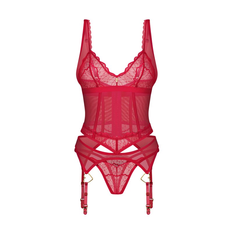 Cupide Desir corsé y tanga - Rojo