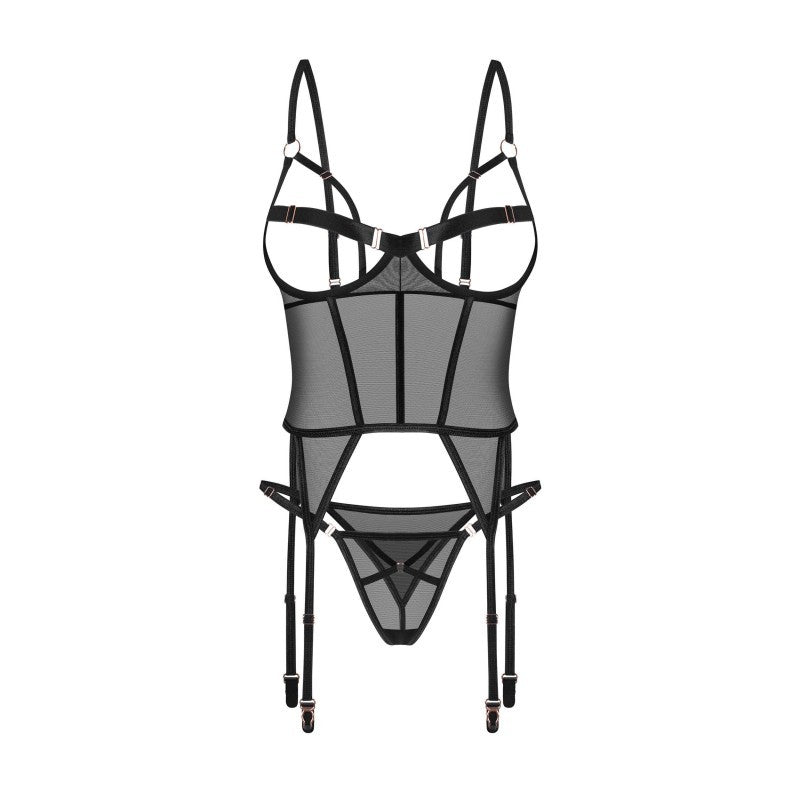 Conjunto de corsé y tanga Euridia - Negro