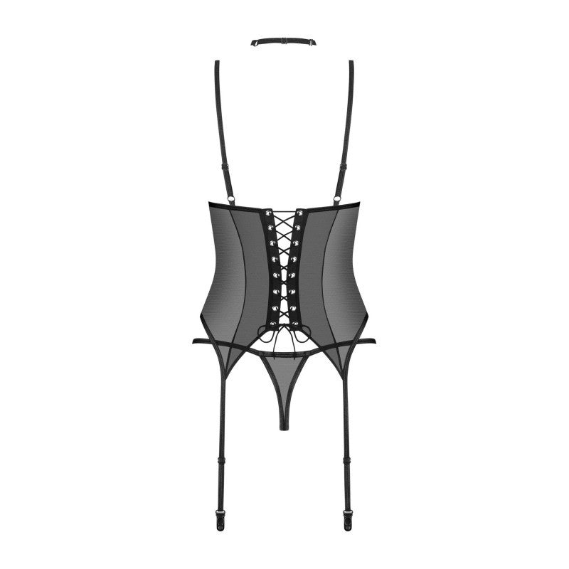 Conjunto de corsé y tanga Donarella - Negro NP