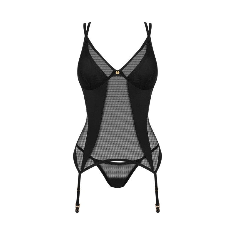 Conjunto de corsé y tanga Nesari - Negro