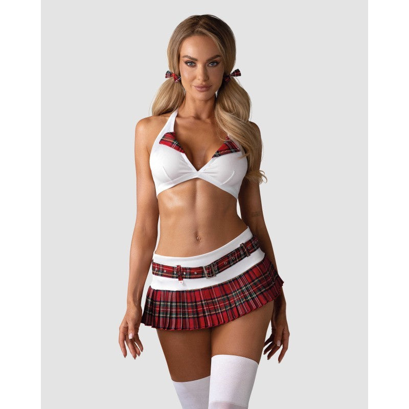 Disfraz de colegiala de 5 piezas - Rojo y Blanco