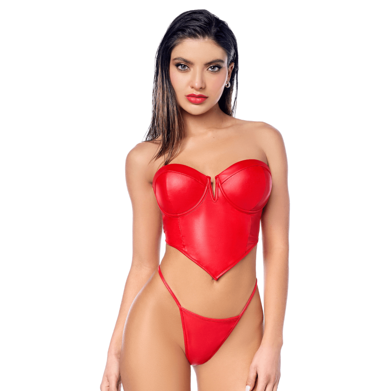 Conjunto de 2 piezas de piel sintética lisa roja