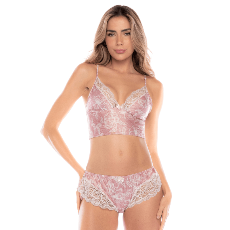 Conjunto de 2 piezas rosa de encaje, comodidad y sensualidad.