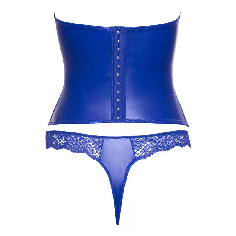 Conjunto de corsé bustier azul rey con tanga - Cottelli