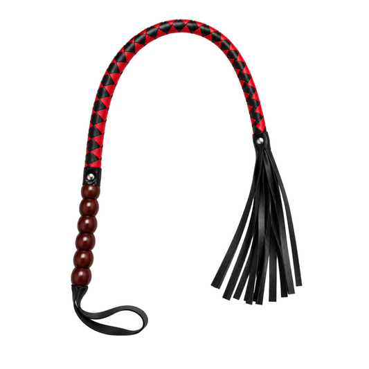 Fouet Rouge et Noir Simili Cuir 80 cm – Dreamy Fetish