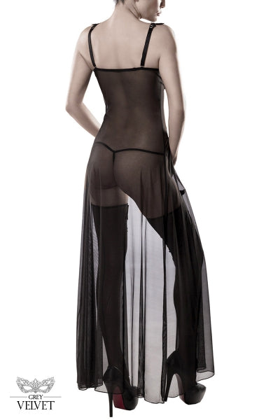 Set déshabillé tulle et dentelle 2 pièces - Grey Velvet - Eveil Secret