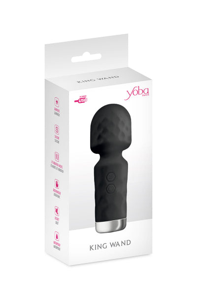 Mini vibromasseur King Wand noir - Eveil Secret
