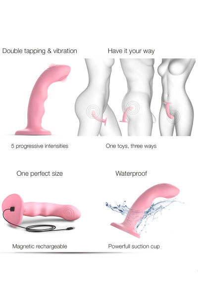 Vibrador dildo de golpeteo ondulado rosa - Strap on Me