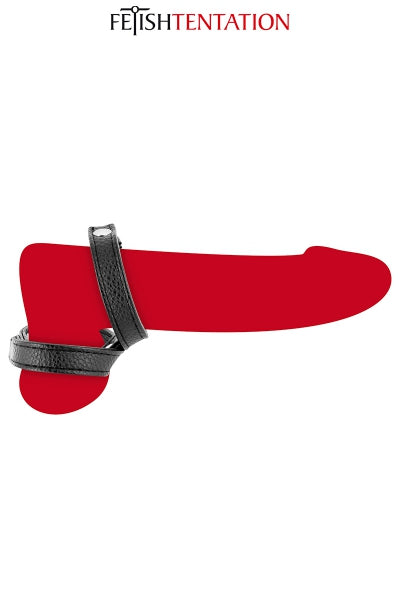 Doble aro para pene de cuero sintético - Fetish Tentation