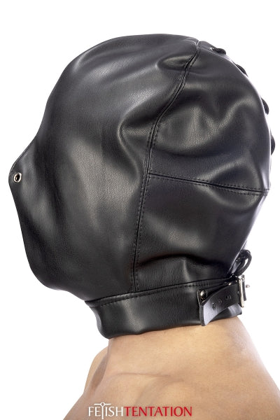 Pasamontañas BDSM cerrado de imitación de cuero - Fetish Tentation