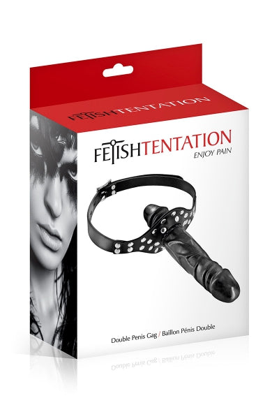 Mordaza con doble consolador negro - Fetish Tentation