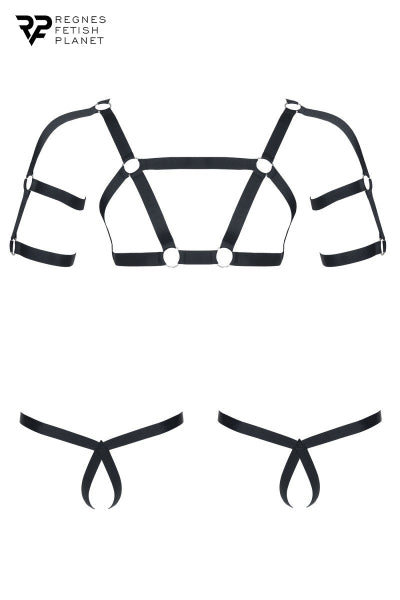 Set de arnés y dos tangas abiertos - Riendas