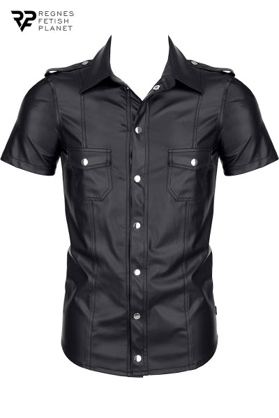 Camisa negra de manga corta efecto mojado Luca - Regnes