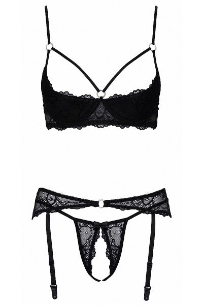 Conjunto lencería abierta negro - Cotelli Lingerie