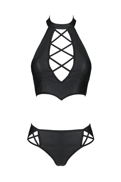 Bustier et string faux cuir Nancy - Passion - Eveil Secret