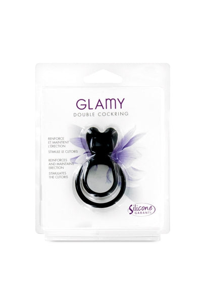 Double Cockring noir Glamy - Eveil Secret