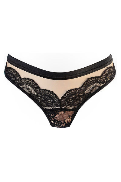 String tulle et dentelle noir V-10718 - Axami