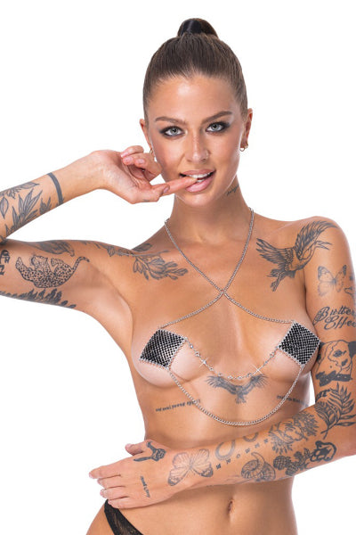 Caches tétons avec chainette de cou - Cotelli Accessoires