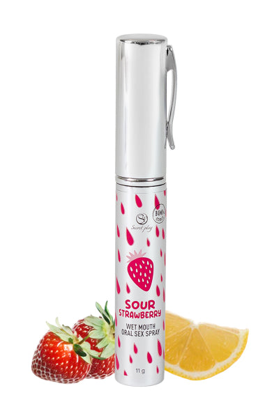 Spray de sexo oral y boca húmeda de fresa ácida