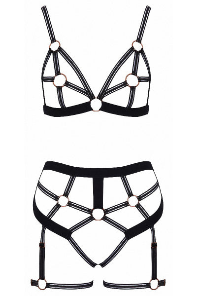 Conjunto de lencería BDSM arnés negro - Cotelli Lingerie