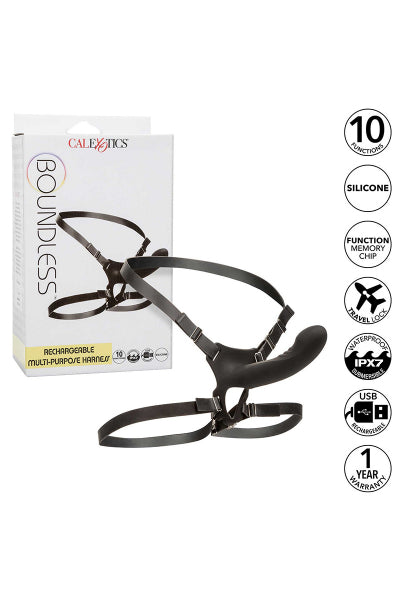 Arnés vibrador recargable Boundless con consolador
