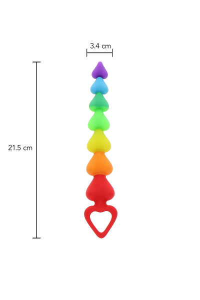 Estimulador anal de cuentas Rainbow Heart - Toyjoy