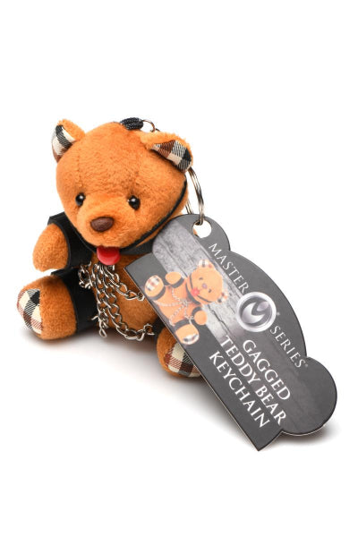 Llavero de oso de peluche amordazado