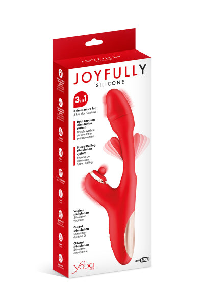 Vibromasseur rabbit 3-en-1 Joyfully rouge - Yoba - Eveil Secret