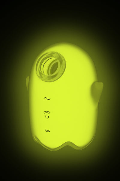 Estimulador sin contacto y vibrador Glowing Ghost amarillo - Satisfyer