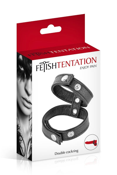Doble aro para pene de cuero sintético - Fetish Tentation