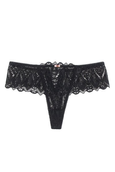 String dentelle dos lacé Noir - Litolu Lingerie - Eveil Secret