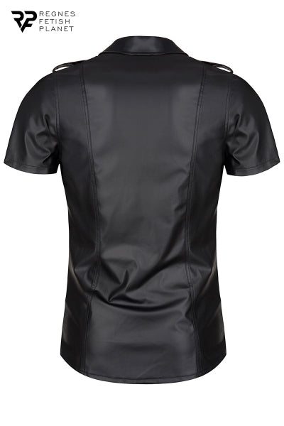 Camisa negra de manga corta efecto mojado Luca - Regnes