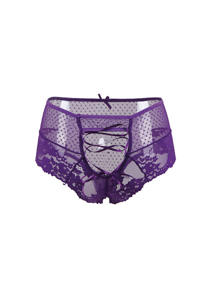 Tanga sexy morado con cordones