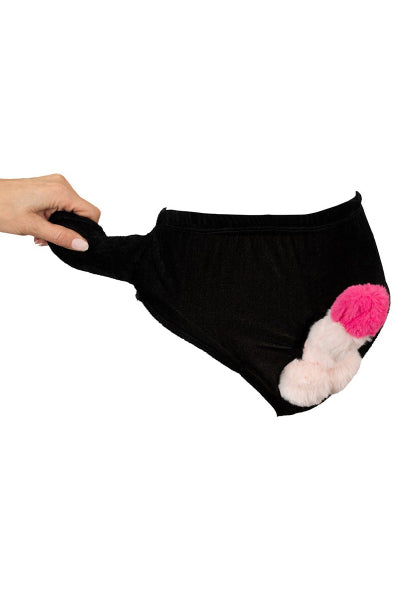 Bikini con pene de peluche móvil