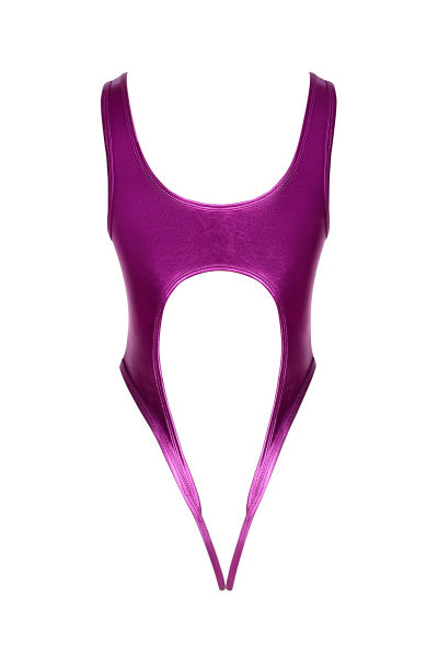 Body rosa metálico abierto en la entrepierna - Cotelli Lingerie