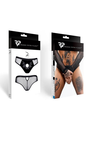 Tanga tipo brasileño negro abierto - Regnes