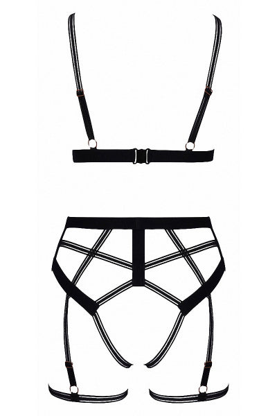 Conjunto de lencería BDSM arnés negro - Cotelli Lingerie