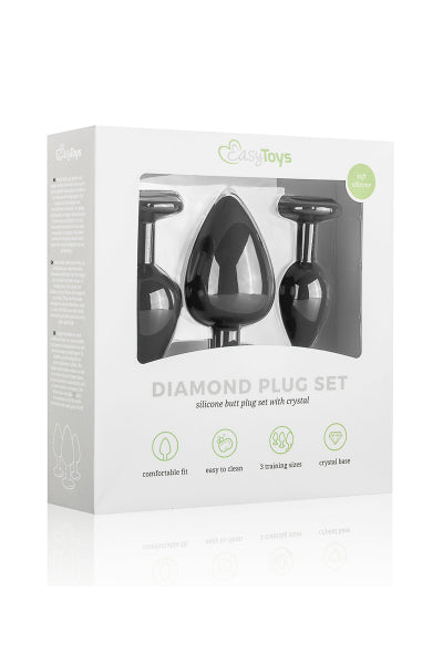 Kit de entrenamiento de 3 plugs anales negros - Easy Toys