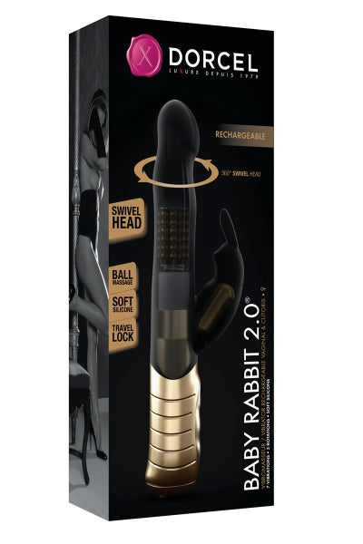 Vibrador recargable Baby Rabbit negro 2.0 - Dorcel