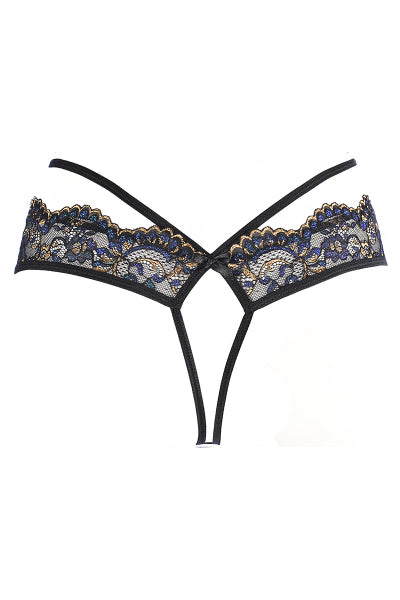 Tanga de encaje negro V-10368 - Axami