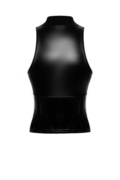 Top con cremallera Glam F324 de vinilo y wetlook