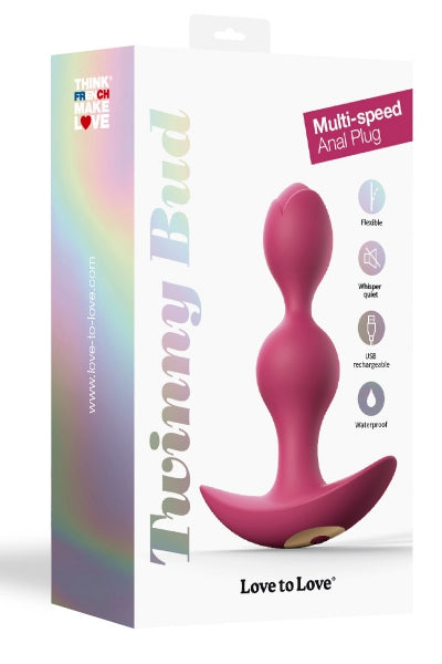 Plug anal vibrador Twinny Bud ciruela