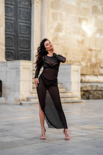Vestido largo transparente V-10679 - Axami